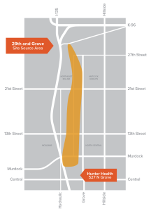 This map shows the area, in Northeast Millair district near 29th and Grove, where a chemical spill involving Trichloroethylene (TCE) has raised concerns about the health and safety of the residents.